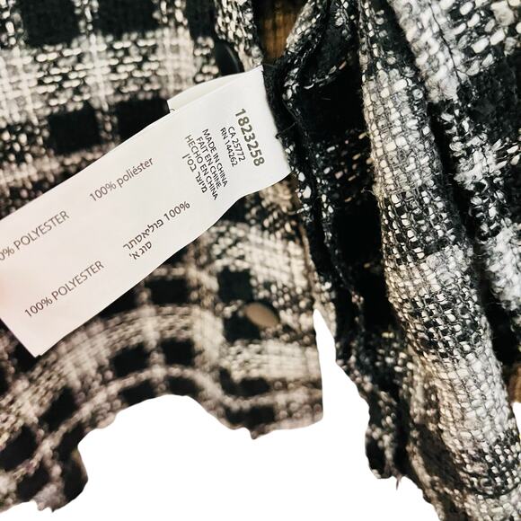 Dex Black and White Plaid Button Up Jacket Shacket Size XL - Picture 4 of 10
